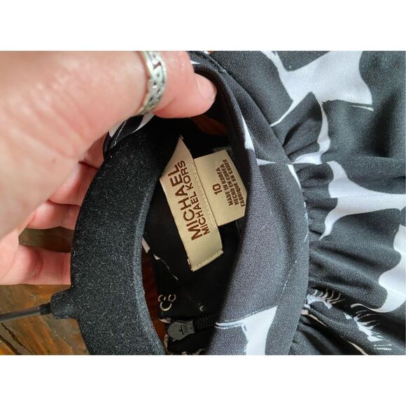 MICHAEL Michael Kors Black and White Floral Halter Sheath Dress Size 10 - Picture 5 of 11